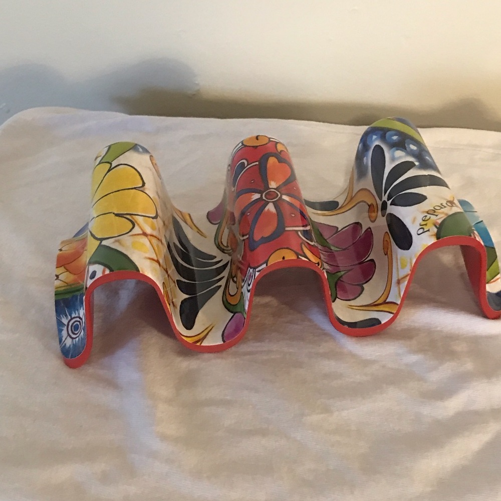Colorful Ceramic Wave Taco Holder or Art Sculpture
